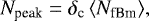 $N_{\textrm{peak}} = \delta_{\textrm{c}} \left<N_{\textrm{fBm}} \right>\!,$