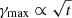 $ \gamma_{\mathrm{max}}\propto\sqrt{t} $
