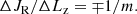 $$ \begin{aligned} \Delta J_\mathrm{R} / \Delta L_\mathrm{z} = \mp 1 / m. \end{aligned} $$