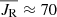 $ \overline{J_{\mathrm{R}}} \approx 70 $