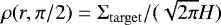 $\rho(r,\pi/2)=\Sigma_{\mathrm{target}}/(\sqrt{2\pi}H)$