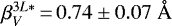 $\beta_V^{3L*}\,{=}\,0.74\pm0.07\ \AA\,$