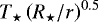 $T_{\star} \left(R_{\star}/r\right)^{0.5}$