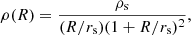 $$ \begin{aligned} \rho (R)=\frac{\rho _{\rm s}}{(R/r_{\rm s})(1+R/r_{\rm s})^2}, \end{aligned} $$