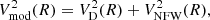 $$ \begin{aligned} V^2_{\rm mod}(R)=V^2_{\rm D}(R)+V^2_{\rm NFW}(R), \end{aligned} $$