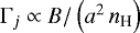 $\Gamma_j \propto B/\left(a^2\,n_{\textrm{H}}\right)$