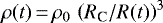 $\rho(t)\,{=}\,\rho_0\,\left(R_{\textrm{C}}/R(t)\right)^3$