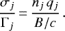 \begin{equation*} \frac{\sigma_j}{\Gamma_j}\,{=}\,\frac{n_j\,q_j}{B/c}\,. \end{equation*}