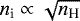 $n_{\textrm{i}}\propto \sqrt{n_{\textrm{H}}}$
