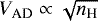 $V_{\textrm{AD}} \propto \sqrt{n_{\textrm{H}}}$