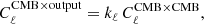 $$ \begin{aligned} C_\ell ^{\mathrm{CMB} \times \mathrm{output} } = k_\ell \,C_\ell ^{\mathrm{CMB} \times \mathrm{CMB} }, \end{aligned} $$