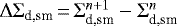 $\Delta \Sigma_{\textrm{d,sm}}\,{=}\,\Sigma_{\textrm{d,sm}}^{n+1}-\Sigma_{\textrm{d,sm}}^{n}$
