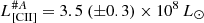 $ L_{\mathrm{[CII]}}^{\#A} = 3.5 ~(\pm 0.3) \times 10^8\,{L_\odot} $