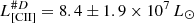 $ L_{\mathrm{[CII]}}^{\#D} = 8.4 \pm 1.9 \times 10^7\,{L_\odot} $