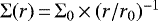 $ \Sigma (r)\,{=}\,\Sigma_0\,{\times}\,(r/r_0)^{-1}$