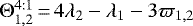 $\Theta_{1,2}^{4:1}\,{=}\,4\lambda_2 - \lambda_1 - 3\varpi_{1,2}$