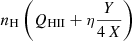 $ n_{\mathrm{H}} \left( Q_{\mathrm{HII}} + \eta \frac{Y}{4\,X}\right) $