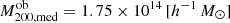 $ M^{\text{ob}}_{200,\text{med}} = 1.75 \times 10^{14}\,[h^{-1}\,M_{\odot}] $