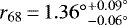 $r_{68}\,{=}\, {1.36^{\circ}}_{-0.06^{\circ}}^{&#x002B;0.09^{\circ}}$
