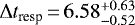 $\Delta t_{\textrm{resp}}\,{=}\,6.58^{+0.63}_{-0.52}$