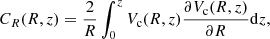 $$ \begin{aligned} C_R(R,z) = \frac{2}{R} \int _0^z{V_{\rm c}(R,z) \frac{\partial V_{\rm c}(R,z)}{\partial R} \mathrm{d}z}, \end{aligned} $$