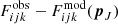 $ F_{ijk}^{\mathrm{obs}}-F_{ijk}^{\mathrm{mod}}(\boldsymbol{p}_J) $