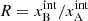 $ R=x^{\mathrm{int}}_{\mathrm{B}}/x^{\mathrm{int}}_{\mathrm{A}} $