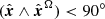 $ (\hat{\boldsymbol{x}}\wedge \hat{\boldsymbol{x}}^\Omega) < 90^\circ $