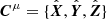 $ {\boldsymbol{C}}^\mu=\{\hat{\boldsymbol{X}},\hat{\boldsymbol{Y}},\hat{\boldsymbol{Z}}\} $