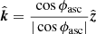$$ \begin{aligned} \hat{\boldsymbol{k}}=\frac{\cos \phi _{\rm asc}}{|\cos \phi _{\rm asc}|}\hat{\boldsymbol{z}} \end{aligned} $$