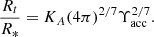 $$ \begin{aligned} \frac{R_t}{R_{*}} = K_A (4 \pi )^{2/7} \Upsilon _{\rm acc}^{2/7}. \end{aligned} $$