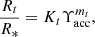 $$ \begin{aligned} \frac{R_t}{R_{*}} = K_t \Upsilon _{\rm acc}^{m_t}, \end{aligned} $$