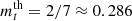 $ m_t^{\rm th} = 2/7 \approx 0.286 $