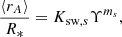 $$ \begin{aligned} \frac{\langle r_{A}\rangle }{R_{*}} = K_{\mathrm{sw},s} \Upsilon ^{m_s}, \end{aligned} $$
