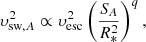 $$ \begin{aligned} \upsilon _{\mathrm{sw},A}^2 \propto \upsilon _{\rm esc}^2 \left(\frac{S_A}{R_{*}^2} \right)^q, \end{aligned} $$