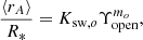 $$ \begin{aligned} \frac{\langle r_{A}\rangle }{R_{*}} = K_{\mathrm{sw},o} \Upsilon _{\rm open}^{m_o}, \end{aligned} $$