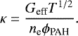 \begin{equation*} \kappa = \frac{G_{\textrm{eff}} T^{1/2}}{n_{\textrm{e}}\phi_{\textrm{PAH}}}. \end{equation*}
