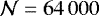 $\mathcal{N}=64\,000$