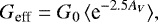 \begin{equation*} G_{\textrm{eff}} = G_0 \,\langle \textrm{e}^{-2.5 A_V}\rangle, \end{equation*}