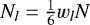 $N_l = \frac{1}{6} w_l N $