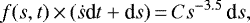 \begin{equation*} f(s,t)\,{\times}\,(\dot{s}\textrm{d}t+\textrm{d}s)\,{=}\,Cs^{-3.5}\,\textrm{d}s, \end{equation*}