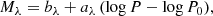 $$ \begin{aligned} M_{\lambda } = b_\lambda + a_\lambda \,(\log P - \log P_0), \end{aligned} $$