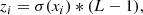 $$ \begin{aligned} z_i = \sigma (x_i)* (L-1), \end{aligned} $$