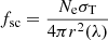 $$ \begin{aligned} f_{\rm sc} = \frac{N_{\rm e}\sigma _{\rm T}}{4\pi r^2(\lambda )} \end{aligned} $$