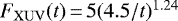 $F_{\mathrm{XUV}}(t)\,{=}\, 5(4.5/t)^{1.24}$