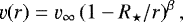 \begin{equation*}\varv(r)=\varv_{\infty}\left(1-R_{\star}/r\right)^{\beta}, \end{equation*}
