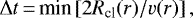 \begin{equation*}\Delta t\,{=}\,\text{min}\left[2R_{\textrm{cl}}(r)/v(r)\right], \end{equation*}