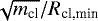 $\sqrt{m_{\textrm{cl}}}/R_{\textrm{cl,min}}$