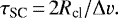 \begin{equation*} \tau_{\textrm{SC}}\,{=}\,2R_{\textrm{cl}}/\Delta v. \end{equation*}