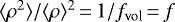 $\langle \rho^2 \rangle / \langle \rho \rangle^2\,{=}\,1/f_{\textrm{vol}}\,{=}\,f$